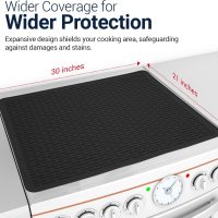 Stove Top Covers for Electric Stove by Linda's Essentials (30 x 21 Inch) - Silicone Mat for Glass Cooktop, Heat-Resistant Cover Protector, Electric Cooktop Mat with Anti-Slip Backing (Black) - Image 2