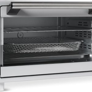 Amazon Basics 6-Slice 23-QT Toaster Oven with Built-In Air Fryer, 7-In-1 Cooking Options, 60-Min Timer & Adjustable Temperature (200℉ - 450℉), With Accessories, 1500W, Stainless Steel, Silver/Gray