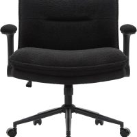 Criss Cross Chair with Wheels and Flip-Up Arms, Ergonomic Cross Legged Office Chair with Fabric Padded, Height Adjustable Wide Seat Crosslegged Desk chairsfor Home Office, Bedroom Vanity (Black) - Image 8