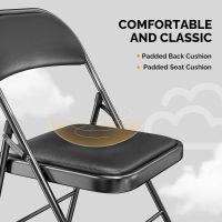 VINGLI 10 Pack Folding Chairs with Padded Seats, Metal Frame with Pu Leather Seat & Back, Capacity 350 lbs, Black - Image 4