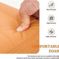 Criss Cross Chairs Armless with Storage Bag Wide Seat Height Adjustable PU Leather Modern Style Swivel Computer Chairs Office Chair Task Chairs for Home Vanity Desk Office (Orange) - Image 4