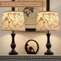 Lampshades Set of 2 for Table Floor Lamp, Lampshades with with Flower Design, 12.7" Top x 12.7" Bottom x 10" High, Natural Linen Hand Crafted, Lamp Shade Harp Holder Included - Image 7