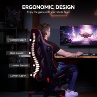 GTPLAYER Gaming Chair with Bluetooth Speakers, Adjustable Backrest and Height, 3D Armrests, Footrest, Ergonomic Computer Chair for Gamers (Brick Red) - Image 2