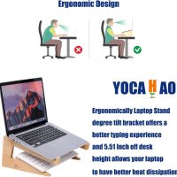 Wooden Laptop Stand Vertical Laptop for 13-18.6in Bamboo Stand for Desk,Laptop Stand Compatible with MacBook Air Pro/Dell XPS/Surface pro/HP/Pixelbook/Lenovo,More Laptops - Image 3