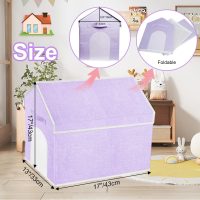 Large Toy Box Storage Organizer with Lid, House Shape Oxford Fabric Collapsible Sturdy Toy Chest Bins Baskets (Purple) - Image 2