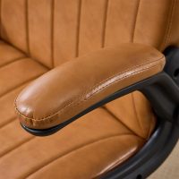 VINGLI Criss Cross Chair with Adjustable Flip-Up Arms,Cross Legged Chair with Wheels, Extra Wide Office Chair,Comfortable Desk Chair for Home Office, Vanity, Bedroom,PU Leather,Clay - Image 8