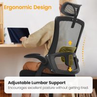 NEO CHAIR Ergonomic Office Desk Chair High Back Computer Gaming Mesh Chair with Comfy Task Adjustable Arms Lumbar Support Headrest Swivel for Home Office (Black) - Image 4