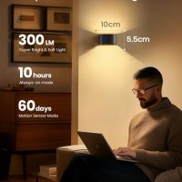 FULEN Motion Sensor Wall Light with Remote Control 3 Colors Wireless Wall Lamp LED Indoor Up and Down Wall Sconce 5000mAh Rechargeable Battery Powered Wall Lamps Brightness Adjustable, Black 2 Pack - Image 7