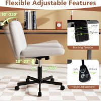 Giantex Criss Cross Chair with Wheels, Armless Cross Legged Office Chair, Fabric Adjustable Swivel Ergonomic Desk Seat, Modern Wide Makeup Task Vanity Chair for Home, Beige - Image 6