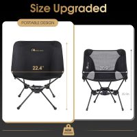 MOON LENCE Portable Snap-Lock Camping Chair, Folding Compact Chair, Lightweight Foldable Backpacking Support 330 lbs (Black) - Image 2