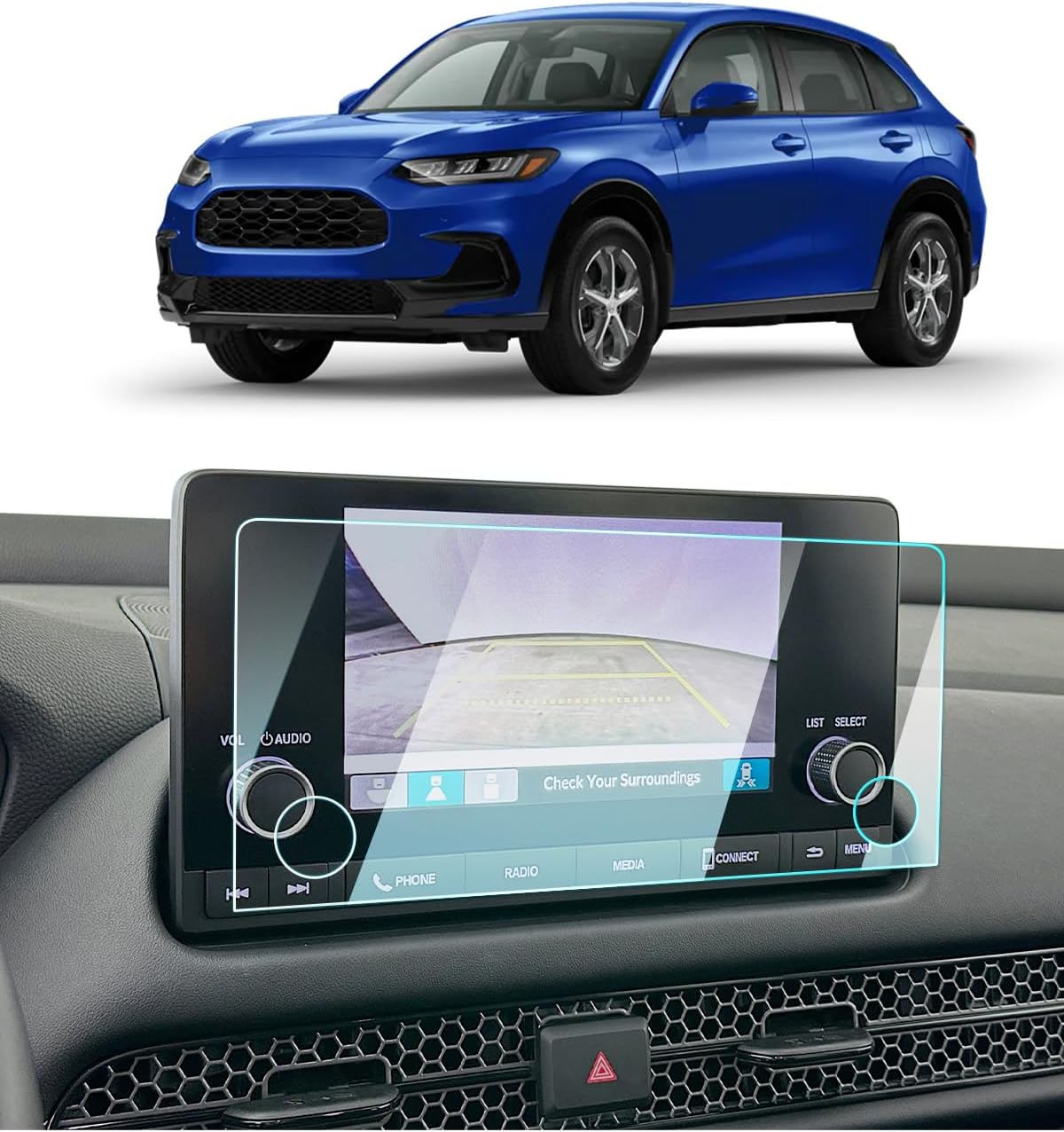 For 2025 2026 Honda HR-V Screen Protector – 2023-2025 2026 HR-V Accessories (LX/Sport) 9H Tempered Glass 7Inch Navigation Display Touchscreen Anti-Scratch Reduce Fingerprints High Sensitivity HD Clear