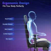 Mr IRONSTONE Gaming Chair, Video Game Chair with Bluetooth Speakers and Led Lights, Office Chair with Massage and 3D Armrest High Back Computer Racing Chair, Cheap Gaming Chairs for Adults,Black/White - Image 8