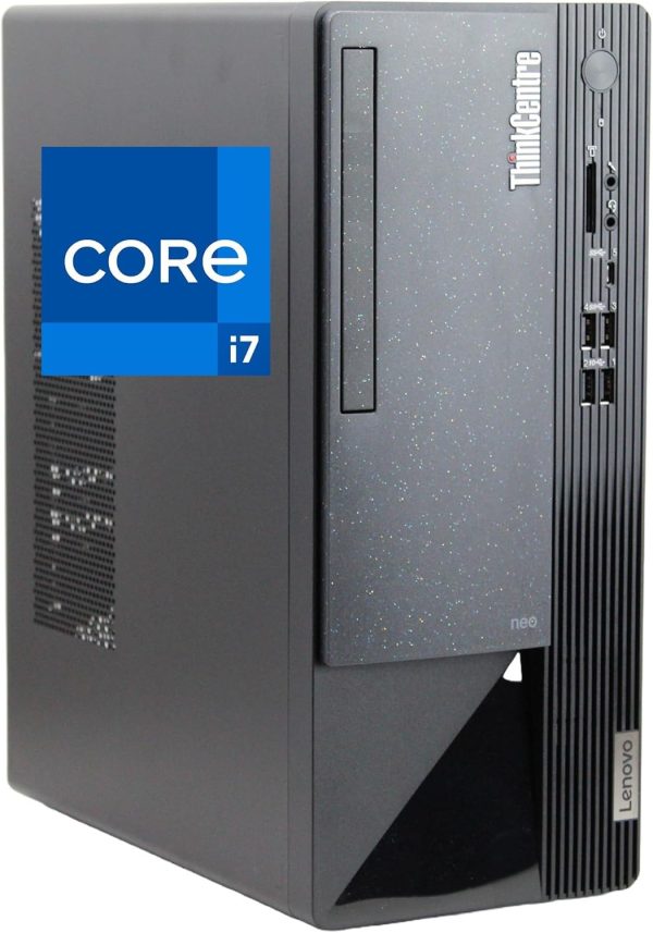 Lenovo ThinkCentre Neo 50T Gen 3 Tower Computer - Intel i7-12700K, 64GB Ram, 2TB NVMe SSD, DisplayPort, HDMI, VGA, USB Type-C, Card Reader, AX Wi-Fi, Bluetooth - Windows 11 Pro, Black Desktop