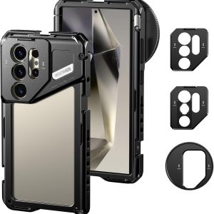 NEEWER S24 Ultra Phone Cage with 67mm Filter Adapter, 17mm Lens Backplate, T Mount Lens Adapter, Smartphone Video Rig Stabilizer Compatible with Samsung Galaxy Moment T Series Lenses, PA042