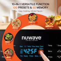 Nuwave Brio 15.5Qt 10-IN-1 Air Fryer Rotisserie Oven, XL Family Size, Even & Crisp AirFry, Reheat, Roast, Dehydrate for Quick Meals, 50°-425°F Control, 100 Presets & 50 Memory, Dishwasher-Safe, 1800W - Image 2