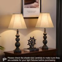Bell Lamp Shades Set of 2, 6"Top x 13"Bottom x 10"High, Beige Shade Replacement for Table Lamps, Floor Lamps, Fabric Natural Linen Hand Crafted(Spider Fitter), Harp Holders Included, Assembly Required - Image 6