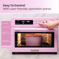 Retro Style Infrared Heating Air Fryer Toaster Oven, Extra Large Countertop Convection Oven 10-in-1 Combo, 6-Slice Toast, Enamel Baking Pan Easy Clean with Recipe Book, Classic Pink Color - Image 5