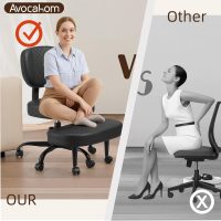 Cross Legged Office Chair with Wheels, Criss Cross Desk Chair with Leg Rest, Meditation Chair Yoga, 360°Rotating Footrest Kneeling Chair, Adjustable ADHD Chair Black - Image 6