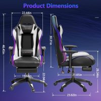 Mr IRONSTONE Gaming Chair, Video Game Chair with Bluetooth Speakers and Led Lights, Office Chair with Massage and 3D Armrest High Back Computer Racing Chair, Cheap Gaming Chairs for Adults,Black/White - Image 9
