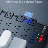 Power Strip, SUPERDANNY Surge Protector with 22 AC Outlets and 6 USB Charging Ports, 1875W/15A, 2100 Joules, 6.5Ft Flat Plug Heavy Duty Extension Cord for Home, Office, Dorm, Gaming Room, Black - Image 3