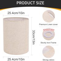 Beige Linen Tall Drum Lampshade, 10" Top x 10" Bottom x 13" High Lamp Shade, Lamp Shade Replacement for Table and Floor Lamps, Pendant Light, Handcrafted Lampshade, Easy Assembly - Image 4