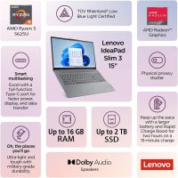 Lenovo New Business Ideapad Laptop with Microsoft Office, AMD Ryzen 5 5625U (Outperforms i7-1260U), 15.6" FHD TN Anti-Glare Display, 16GB RAM, 1TB SSD, Backlit Keyboard, Windows 11 Pro, WOWPC USB - Image 2