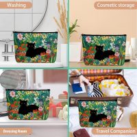 Floral Cat Makeup Bag, Cat Gifts Cosmetic Bags, Aesthetic Design Canvas Zipper Organizer Pouch Cute Roomy Portable Toiletry Bag Cats Themed Gifts for Girls Women Travel Storage Accessories-1 - Image 5