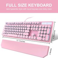 Camiysn Typewriter Style Mechanical Gaming Keyboard, Pink Retro Punk Gaming Keyboard with White Backlit, 104 Keys Blue Switch Wired Cute Keyboards, Round Keycaps for Windows/Mac/PC - Image 7