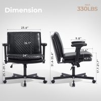 Criss Cross Chair with Flip-Up Arms and Lockable Wheels, Leather Cross Legged Office Desk Chair，Wider 125°Tilting Adjustable Swivel Computer Chair for Home, Apartment, Bedroom,Black 1 - Image 2