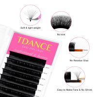 TDANCE Easy Fan Lash Extension Rapid Blooming Volume Eyelash Extensions C CC D DD J B L Curl 0.03-0.12mm Thickness Easy Fan Volume Lashes Self Fanning Eyelashes Extension (D-0.07,14-19mm) - Image 2