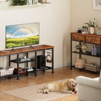 Furologee TV Stand for TVs up to 55 Inch, Entertainment Center with Open Storage Shelves, Media Console Table with Soundbar Shelf for Living Room, Bedroom, Rustic Brown - Image 7