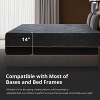 EGOHOME 14 Inch King Size Memory Foam Mattress for Back Pain, Cooling Copper Gel Bed in a Box, Foam Made in USA, CertiPUR-US Certified, Therapeutic Medium Firm, 76x80x14 Black - Image 5