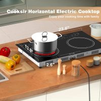 2 Burner Electric Cooktop - 24 Inch Built-in & Countertop Electric Stove Top, 110V-120V Double Burner Ceramic Cooktop Portable with Safety Lock, Timer, Sensor Touch Control, 110V Plug in - Image 2