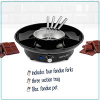 Nostalgia Electric Fondue Party Set – 10 oz Melting Pot, 4 Roasting Forks, & Detachable Serving Tray – Melted Cheese, Chocolate, or Dessert – Perfect for Gifts, Parties, Date Night – Black - Image 3