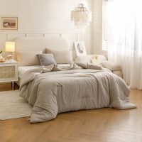 ROSGONIA Queen Comforter Set Oatmeal, 3pcs(1 Boho Oatmeal Comforter & 2 Pillowcases) All Season Soft Bedding Lightweight Bedspread Blanket Quilt - Image 9