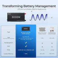 Renogy Inverter P2 3000W Pure Sine Wave Inverter 12V DC to 120V AC Converter for Home, RV, Truck, Camping, Trailer, with Wired Remote Controller, Support Li, AGM, SLD, GEL, FLD Batteries - Image 3