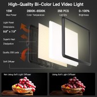 2-Pack LED Video Light Kit, NiceVeedi Studio Light, 2800-6500K Dimmable Photography Lighting Kit with Tripod Stand&Phone Holder, 73" Stream Light for Video Recording, Game Streaming, YouTube - Image 3
