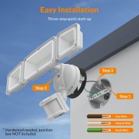 LEPOWER LED Security Lights Motion Sensor Light Outdoor, 38W 4200LM Light, 5500K, IP65 Waterproof, 3 Head Detected Flood Light for Garage, Yard, Porch (White) - Image 6
