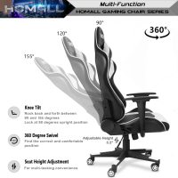 Homall Gaming Chair, Office Chair High Back Computer Chair Leather Desk Chair Racing Executive Ergonomic Adjustable Swivel Task Chair with Headrest and Lumbar Support (White) - Image 7
