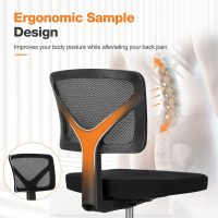 Sweetcrispy Office Computer Desk Chair, Ergonomic Low-Back Mesh Rolling Work Swivel Chairs with Wheels, Armless Comfortable Seat Lumbar Support for Home, Bedroom, Study, Student, Adults, Black - Image 4