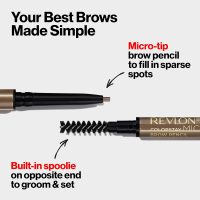 Revlon ColorStay Micro Eyebrow Pencil with Built In Spoolie Brush, Infused with Argan and Marula Oil, Waterproof, Smudgeproof, 454 Medium Brown, 0.003 oz - Image 5