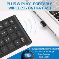Foloda Wireless Number Pads, Numeric Keypad Numpad 22 Keys Portable 2.4 GHz Financial Accounting Number Keyboard Extensions 10 Key for Laptop, PC, Desktop, Surface Pro, Notebook - Image 4