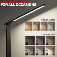 Honeywell Desk Lamp for Home Office, Dimmable LED Desk Light with USB A+C Dual Charging, 4 Modes Brightness Touch Lamp with Timer, Eye Caring Foldable Reading Light, Table Lamp for Study Nightstand - Image 2