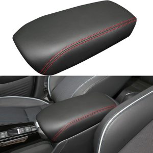 Center Console Armrest Cover for Honda HRV Accessories 2023 2024 2025 2026, for HR-V Arm Rest Box Lid Protection Trim, Armrest Seat Leather Interior, Middle Console Liner (Red Stitches)