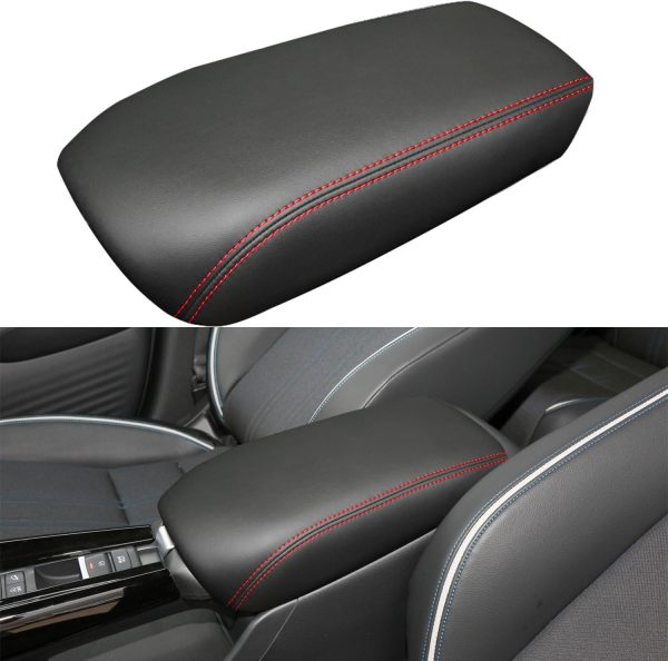 Center Console Armrest Cover for Honda HRV Accessories 2023 2024 2025 2026, for HR-V Arm Rest Box Lid Protection Trim, Armrest Seat Leather Interior, Middle Console Liner (Red Stitches)