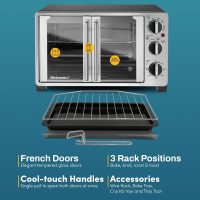 Elite Gourmet ETO2530M Double French Door Countertop Toaster Oven, Bake, Broil, Toast, Keep Warm, Fits 12" pizza, 25L capacity, Stainless Steel & Black - Image 7