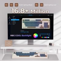 AULA 99 Wireless Keyboard, Custom Computer Keyboard, Tri-Mode Bluetooth 5.0/2.4GHz/USB-C Cute Creamy Gaming Keyboards with Number Pad, RGB Backlit Media Knob Programmable Keybaord for PC Gamer - Grey - Image 6