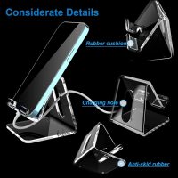 Crpich Acrylic Cell Phone Stand, Portable Clear Phone Stand for Desk, Compatible with Phone16 15 14 13 Pro Max Mini 12 11 Plus SE, Switch, Android Smartphone, Pad, Tablet, Desk Accessories - Image 3