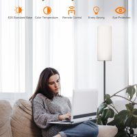 luckystyle LED Floor Lamp for Living Room, Dimmable Standing Lamps with Foot Switch,Remote Custom Color Temperature Black Pole Lamp with Lampshade,12W Led Bulb Tall Lamps for Bedroom Office Kid Room - Image 6