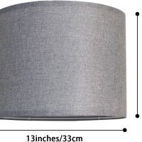 Gray Lamp Shades Set of 2, Medium Drum Lamp Shade 13"Top x 13"Bottom x 10"High(Spider), Lampshades Replacement for Table Lamps Floor Lamps, Natural Linen Hand Crafted, Easy Assembly Required - Image 2